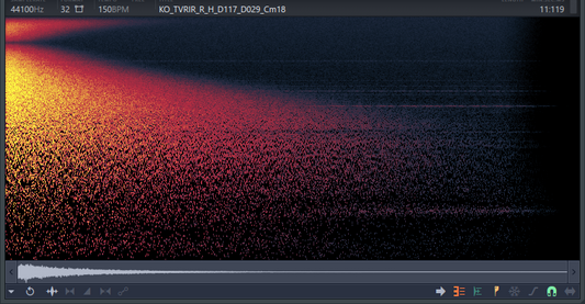 Reverb impulse response inside FL Studio's Edison spectral editing mode.